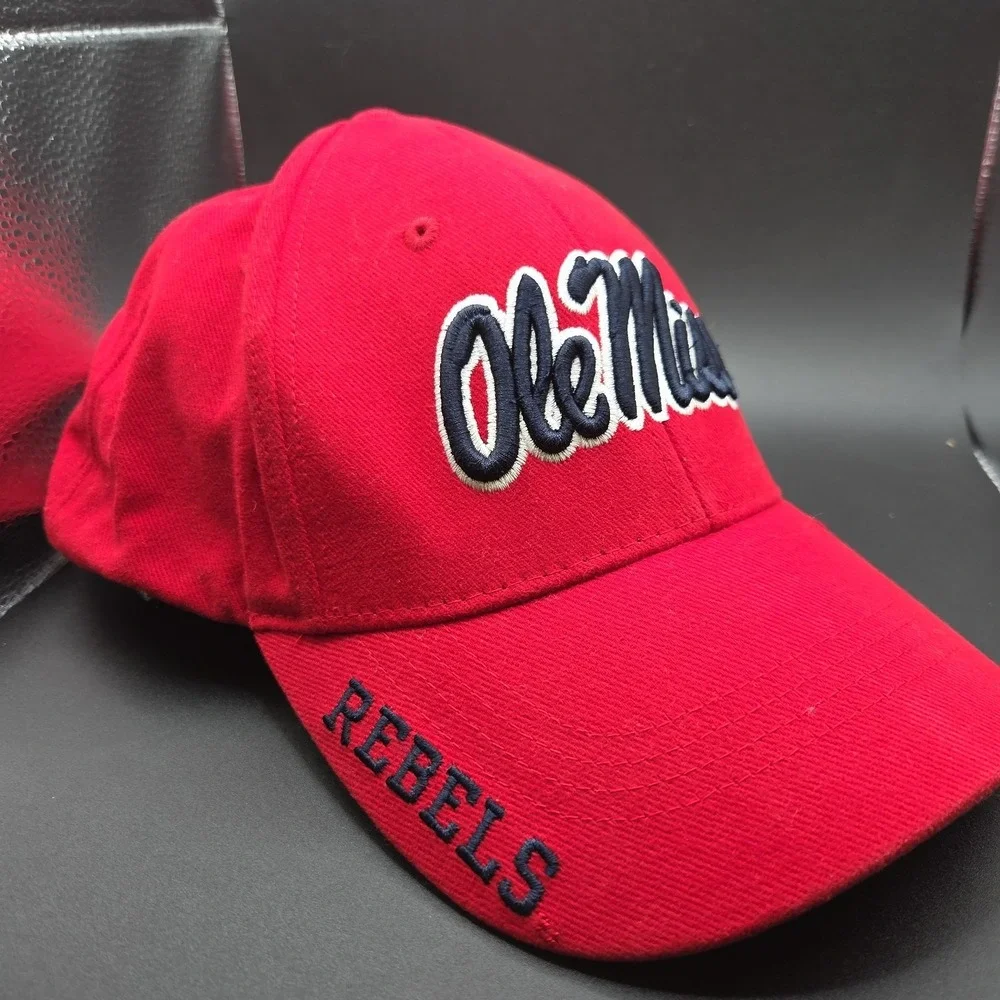 Russell Athletic Ole Miss Rebels NCAA Hat Cap Mens OSFM Red Embroidered Adjbl